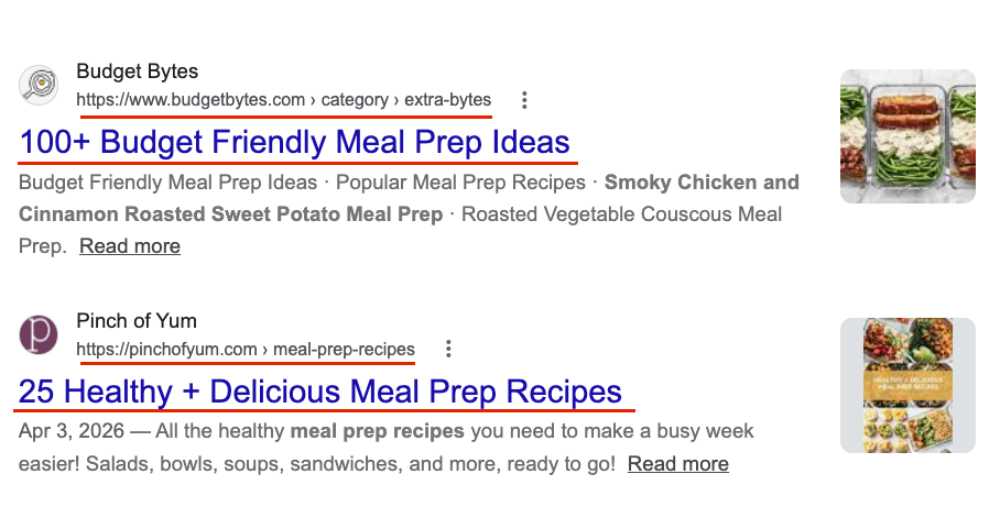 Google search results showing blogger content ranking — comparison of Pinterest vs Google traffic for bloggers