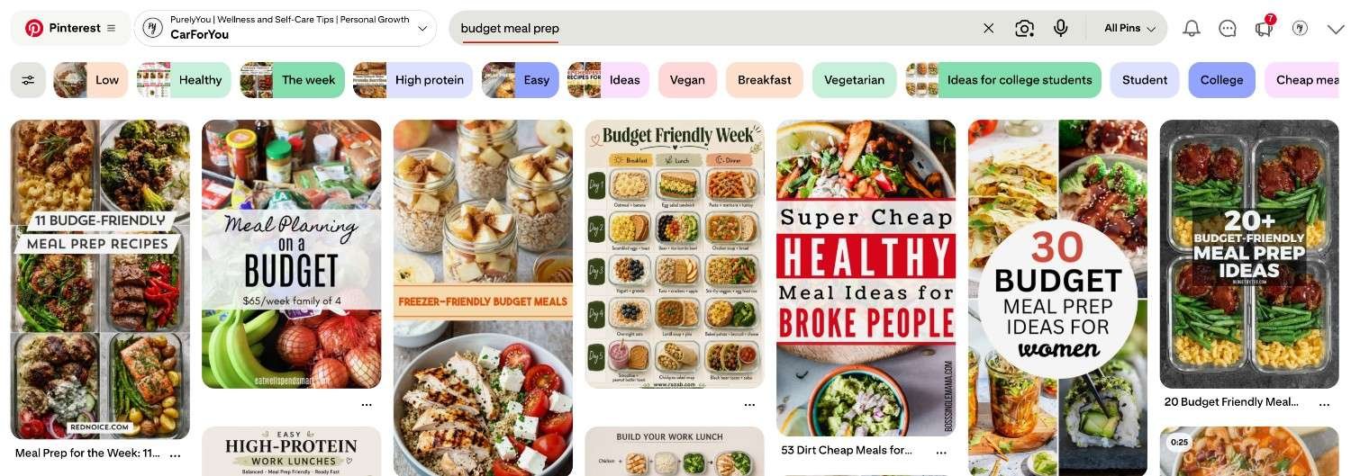 Pinterest search results showing visual pin discovery — Pinterest vs Google for bloggers search behavior comparison